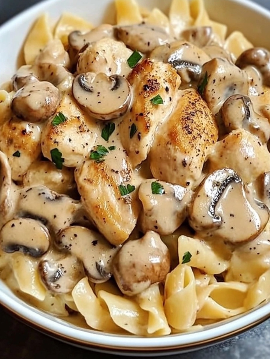 chicken, earthy mushrooms, and creamy Marsala sauce tossed with pasta