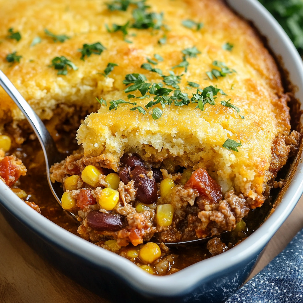Easy Cowboy Cornbread Casserole: