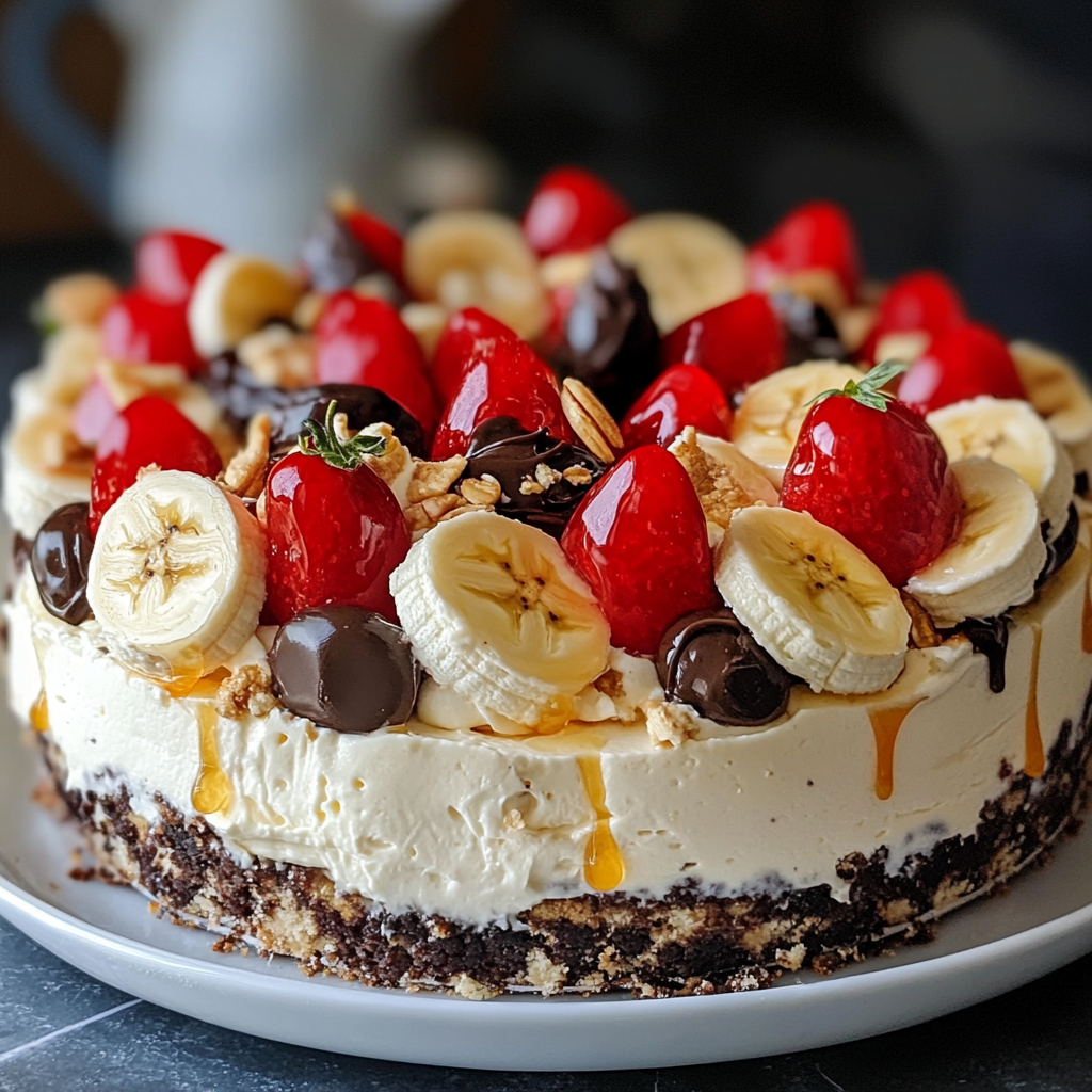 No Bake Banana Split Cheesecake | Easy Summer Dessert