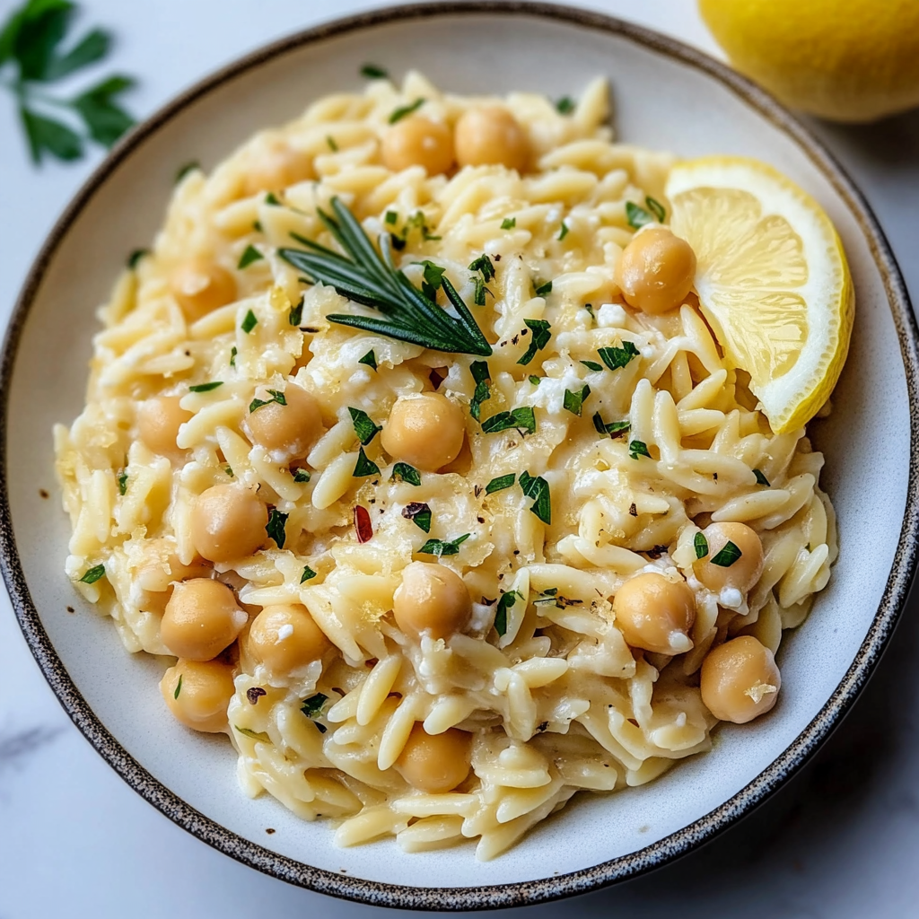 Creamy Lemon Ricotta Orzo with Chickpeas | Easy Dinner Recipe