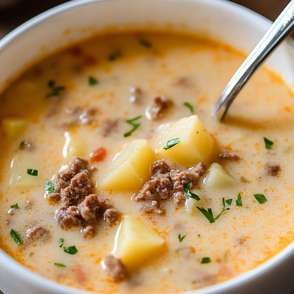 Cheesy Beef & Potato Soup