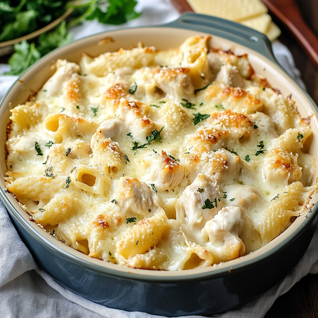 Dump-and-Bake Chicken Alfredo Casserole