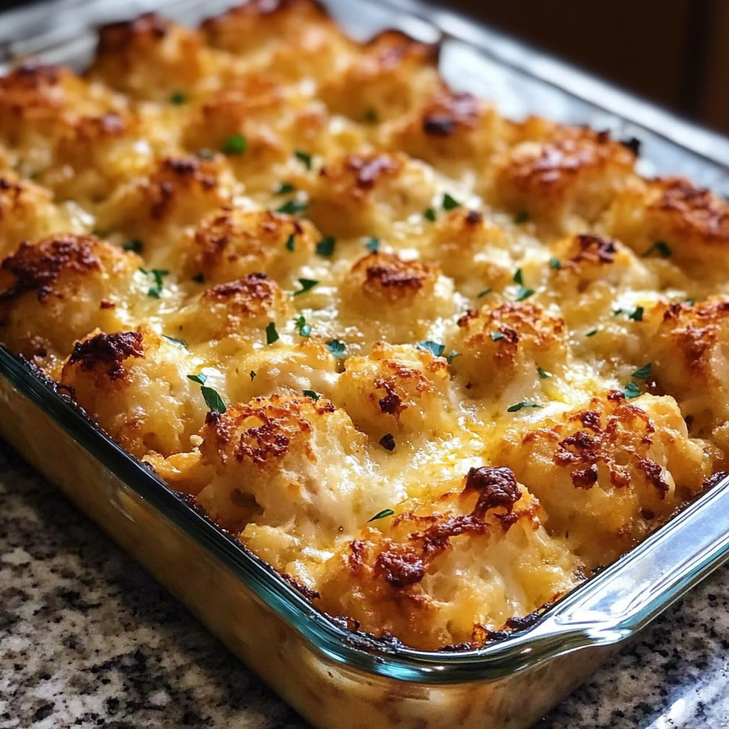 Cheesy chicken tater tot casserole