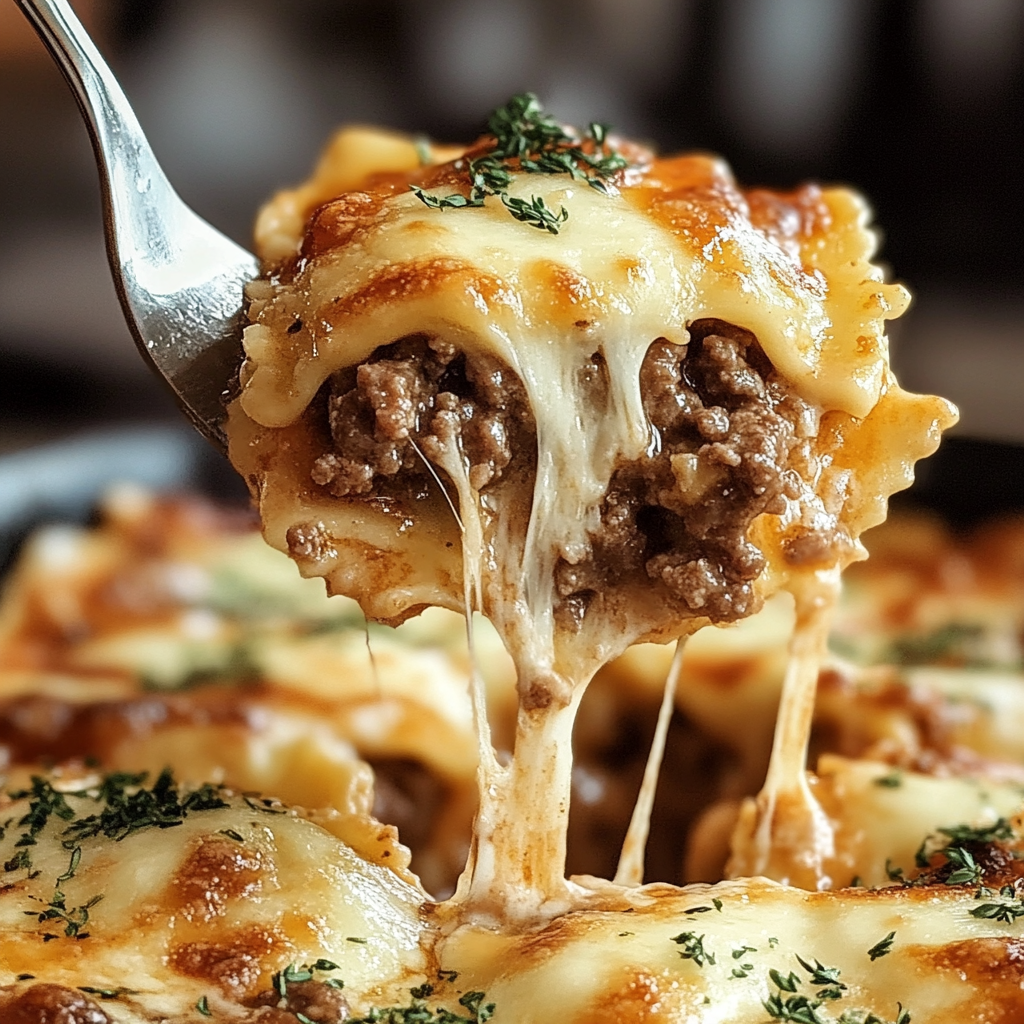 Decadent Beef and Cheese Ravioli Casserole