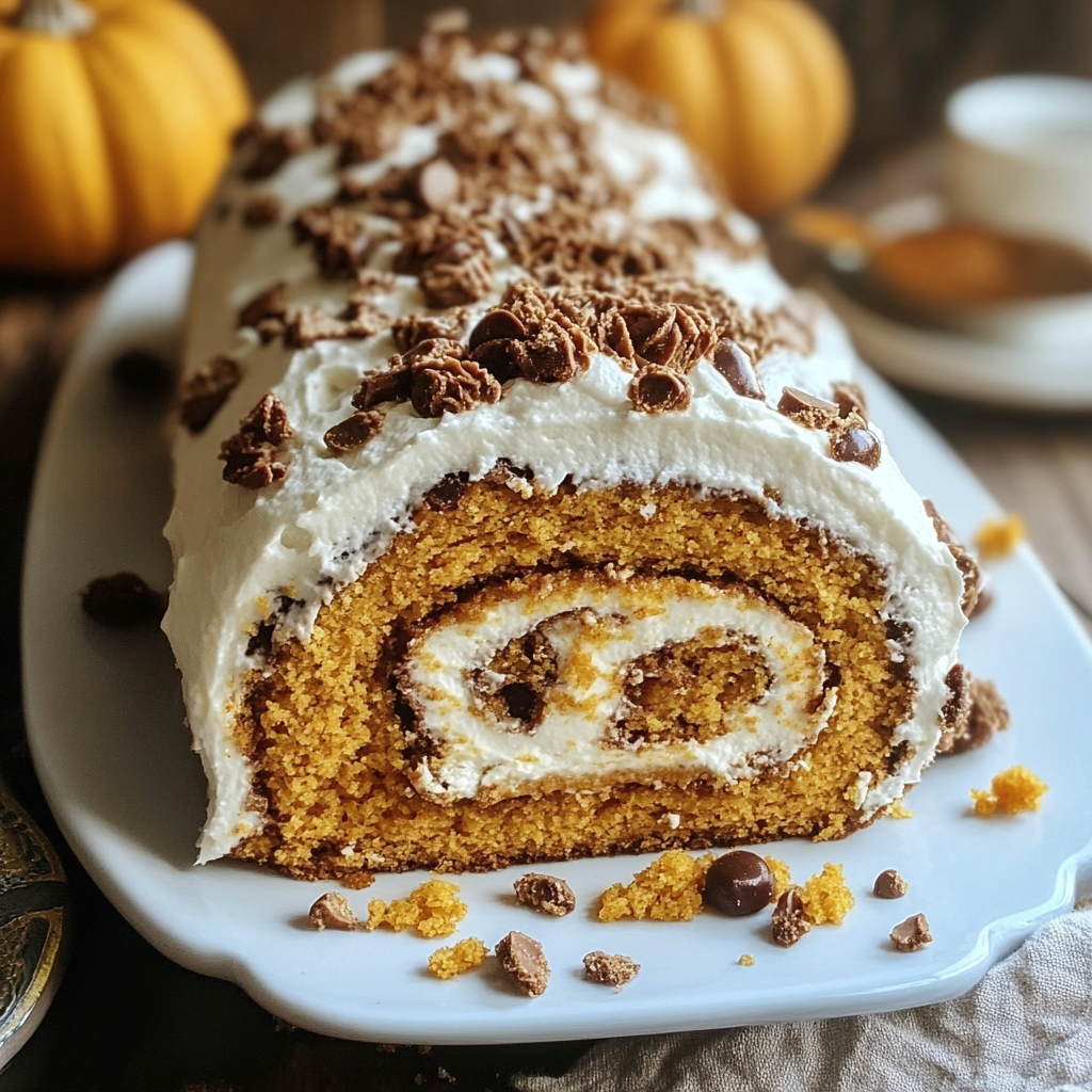 Pumpkin Cannoli Cake Roll