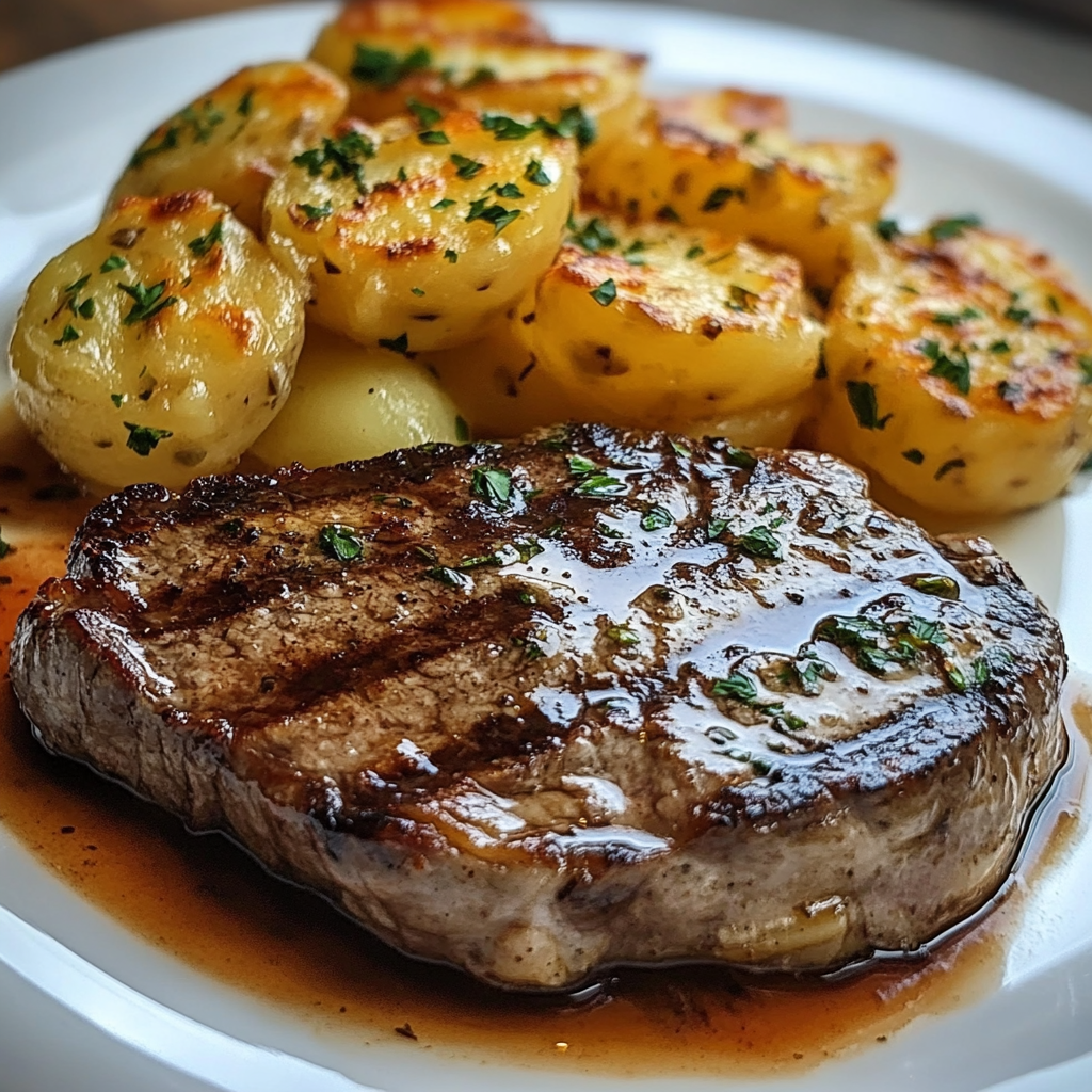 Ribeye Steak with Cheesy Scalloped Potatoes