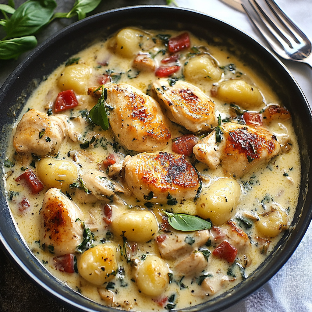 Creamy Tuscan Chicken and Gnocchi