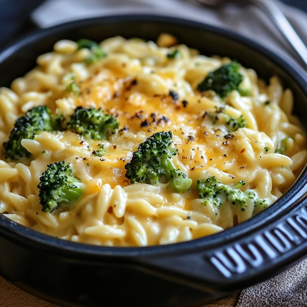 Creamy One-Pot Broccoli Cheddar Orzo