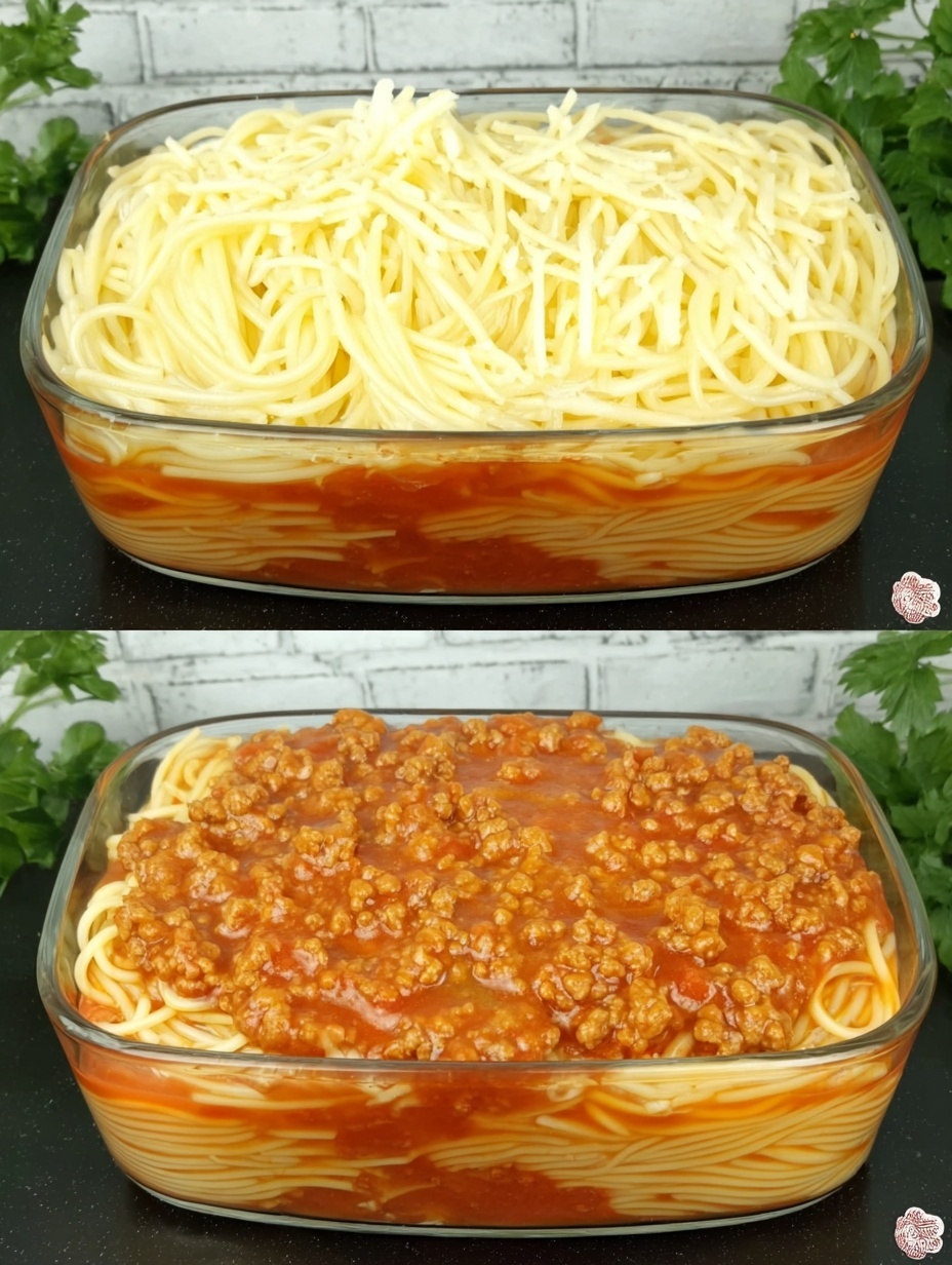 Spaghetti with ground beef sauce;