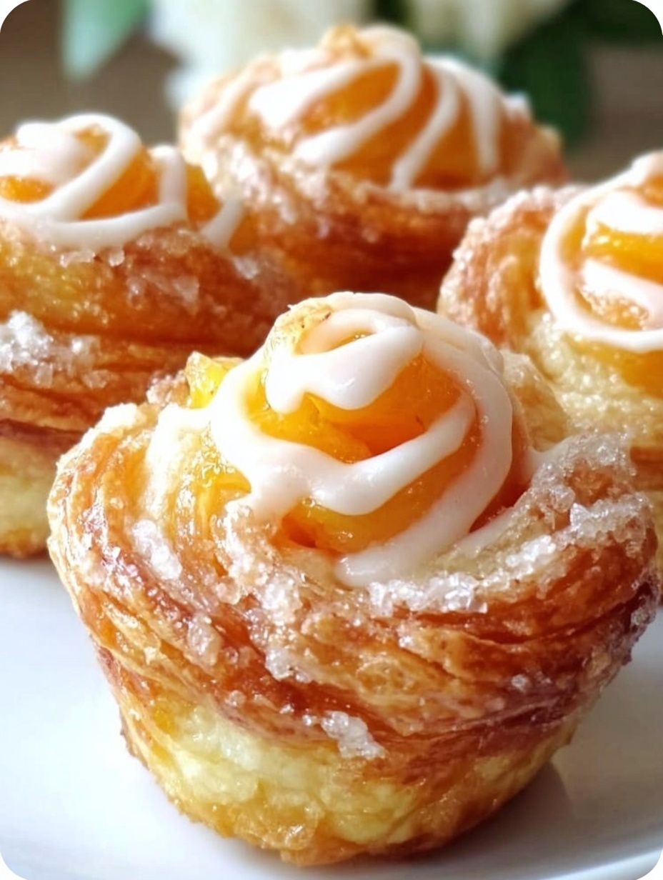 Peach Pie Cruffins - Flaky, Fruity & Irresistibly Sweet