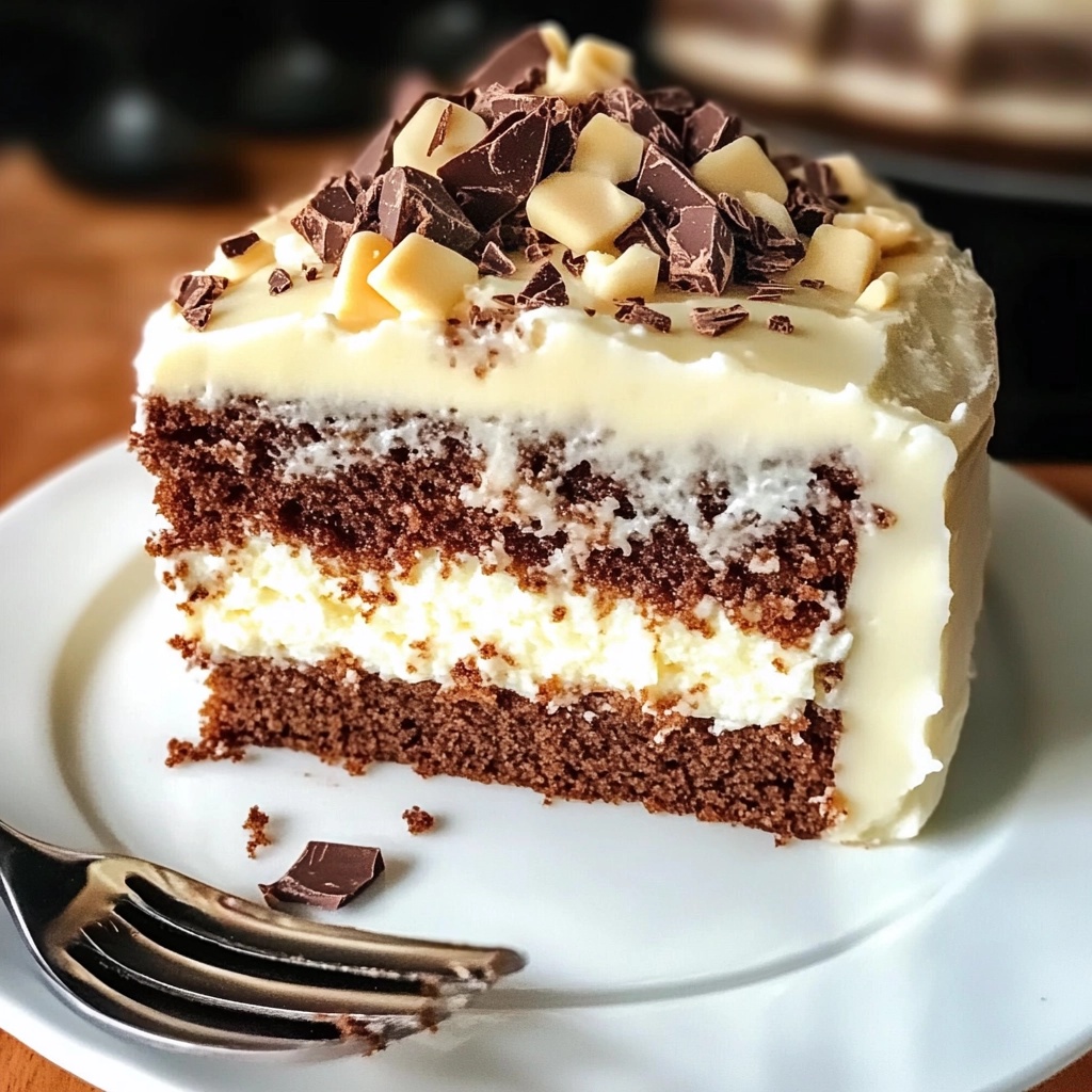 White German Chocolate Cake with a Cheesecake Center
