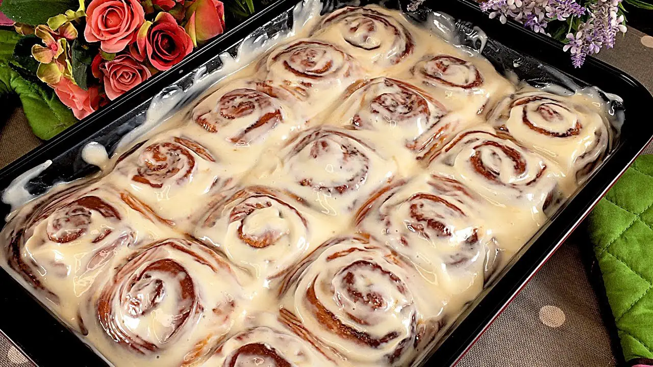 Cinna-bun Cake in the oven