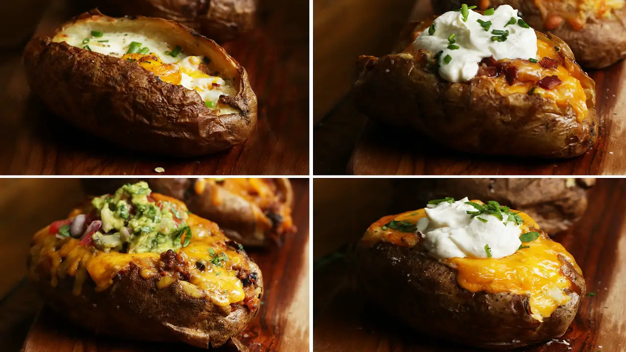 Baked potato with shredded cheese