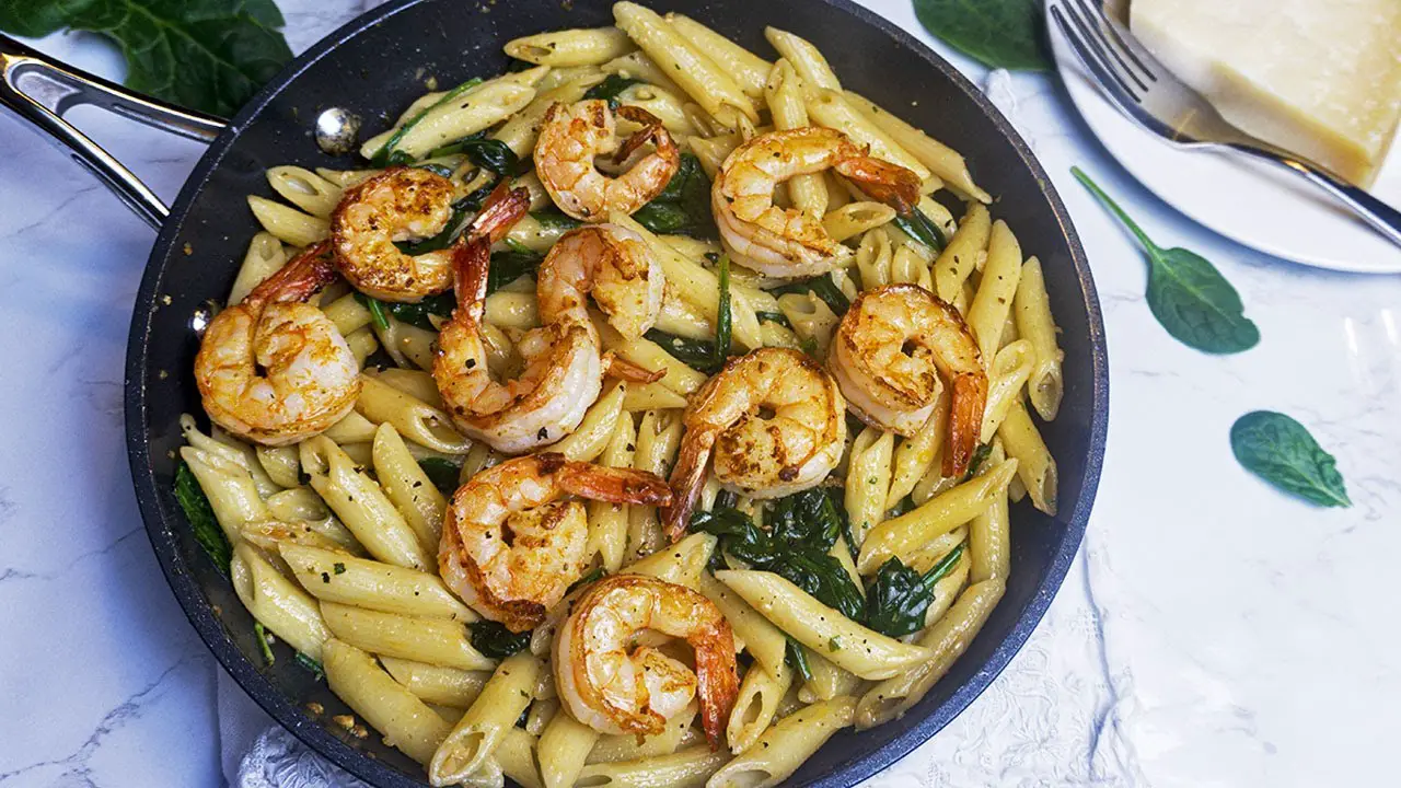 Cheese Shrimp Penne Pasta & Spinach