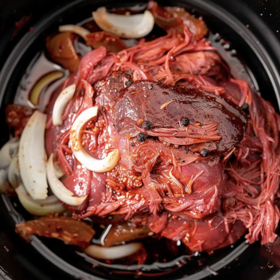 Tender Beef Over a Nest of Onions: A Slow Cooker Recipe to Savor”