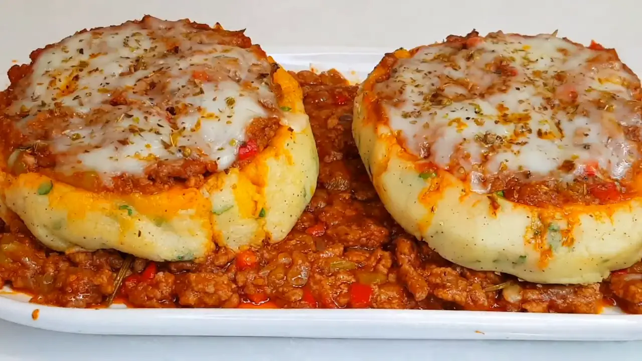 Cheesy Beef Stuffed Potato Cakes