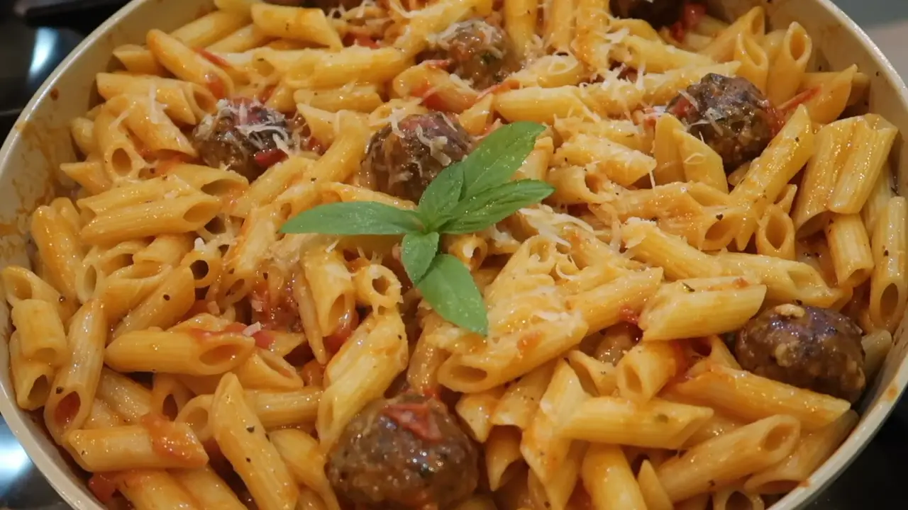 Penne Pasta with Meatballs