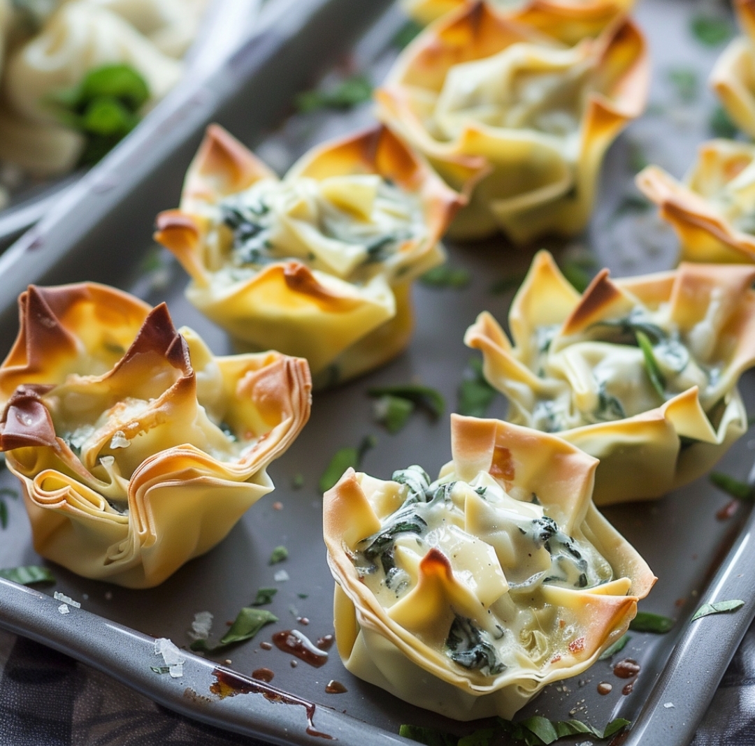 Spinach and Artichoke Dip Wonton Cups Recipe