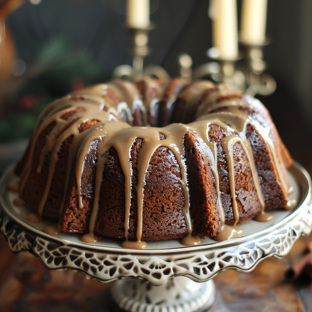 Spiced Gingerbread Cake with Cinnamon Molasses Glaze