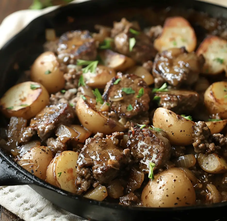 Salisbury Steak and Potato Skillet Recipe