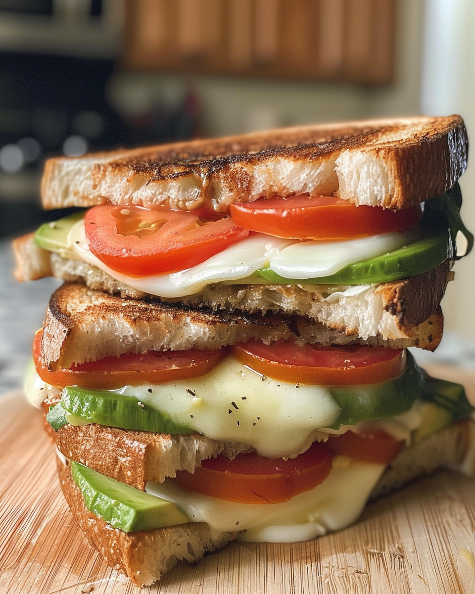 Avocado, Mozzarella, and Tomato Grilled Cheese