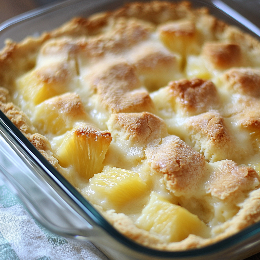 Creamy pineapple cobbler – Recipe quick and easy