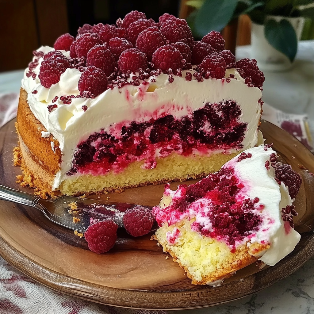 Raspberry and cream cheese cake