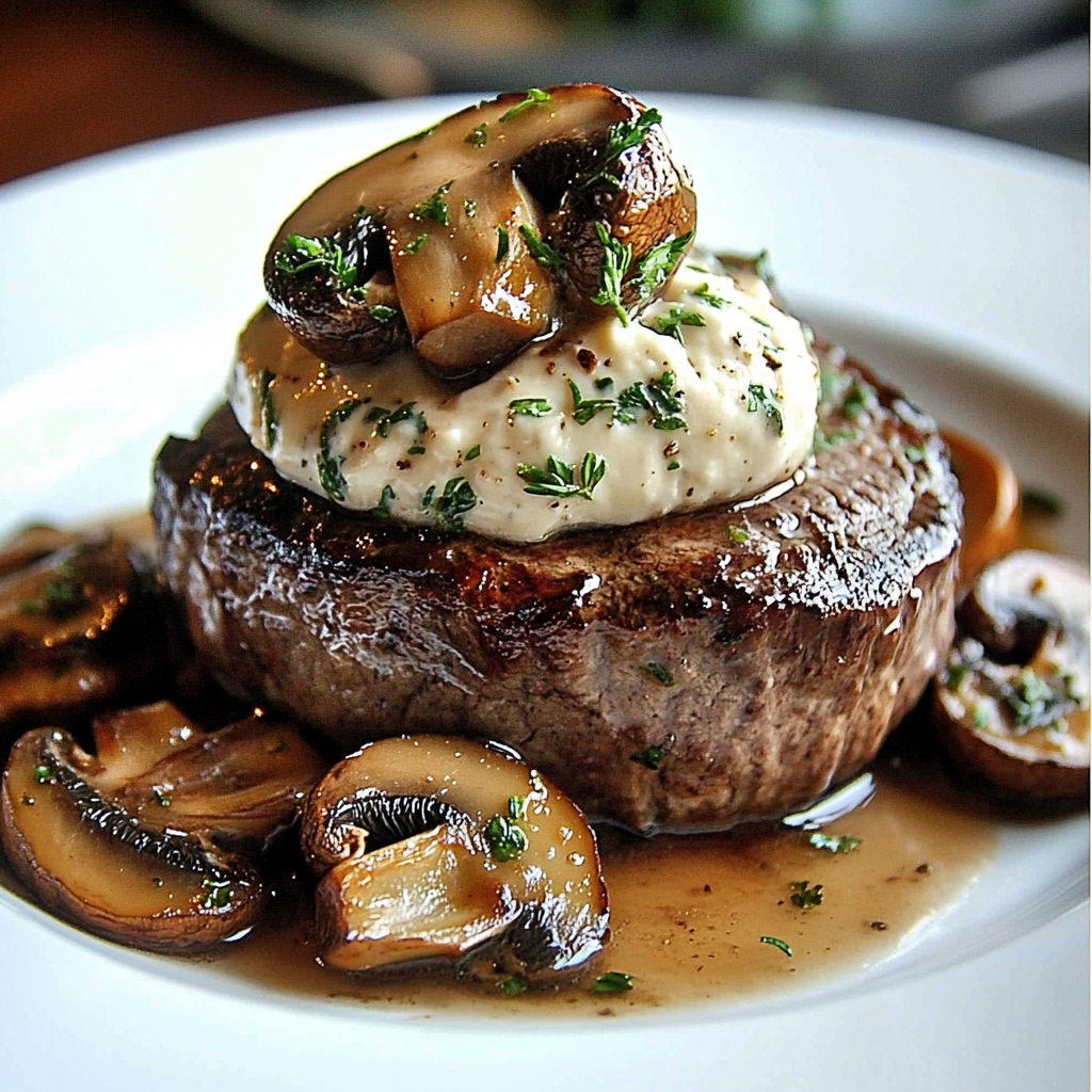 Filet Mignon With Boursin And Mushrooms