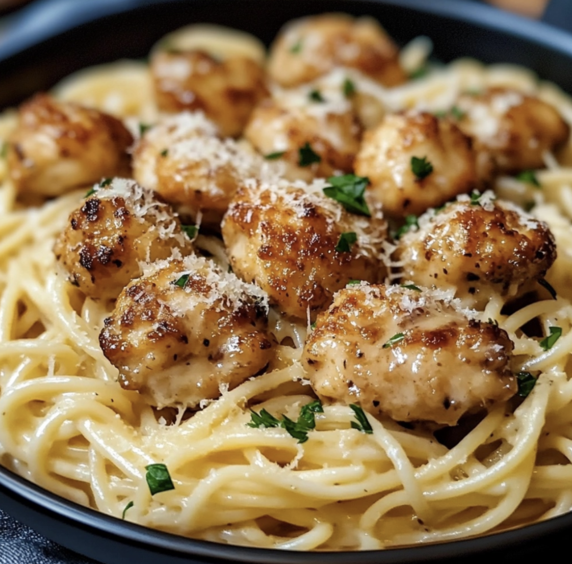 Garlic Butter Chicken Bites with Creamy Parmesan Pasta – Recipe quick ...