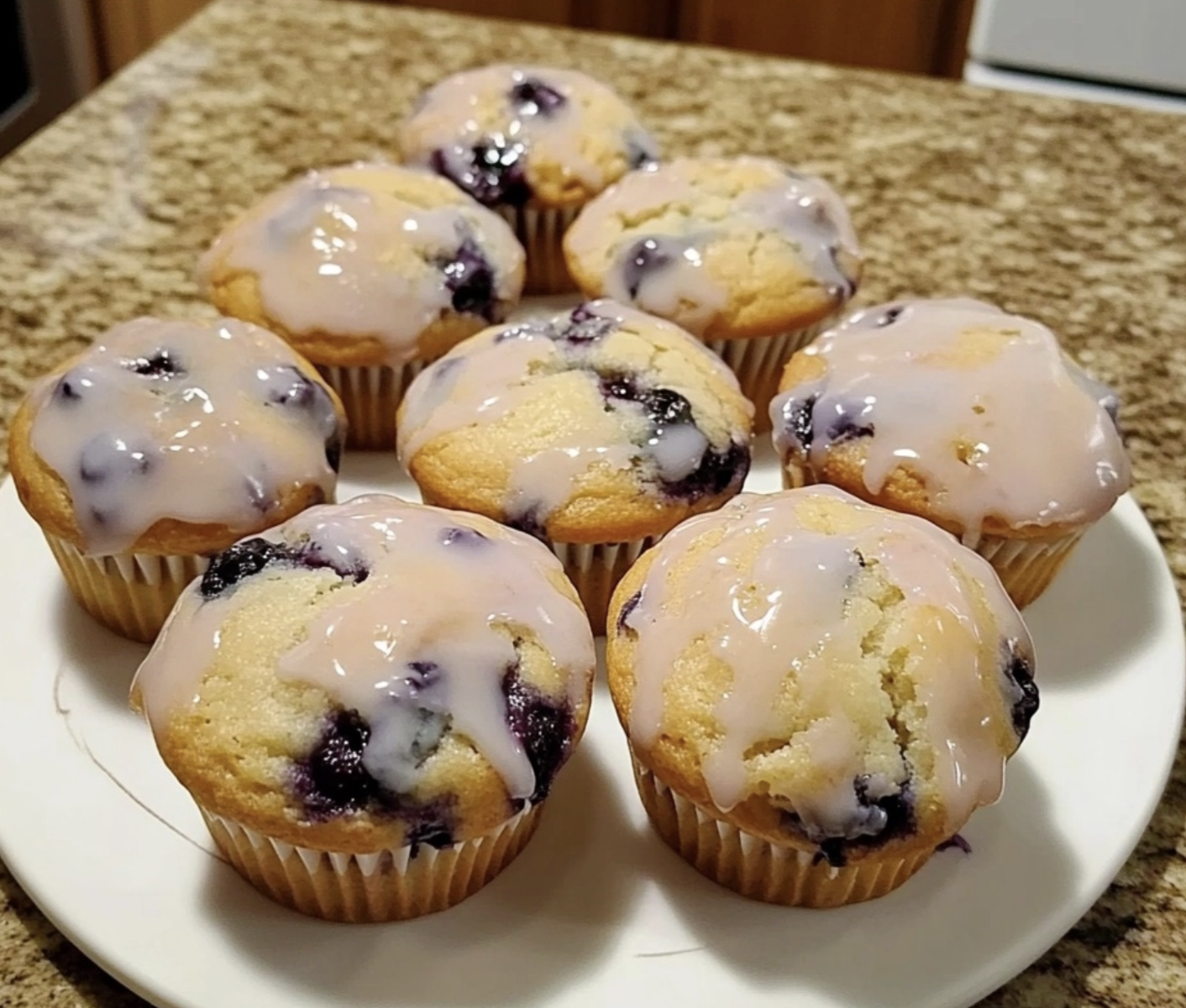 Lemon blueberry muffins with glaze