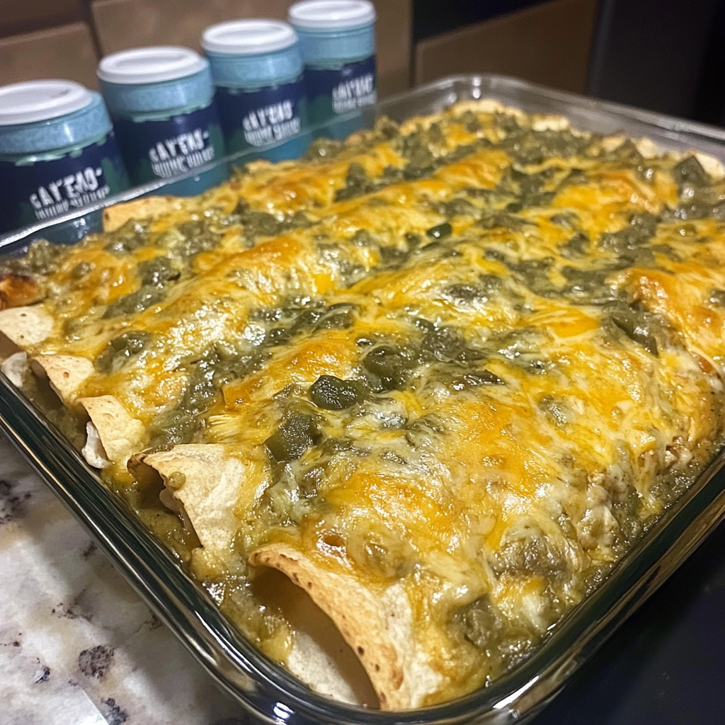 Green chile chicken enchilada