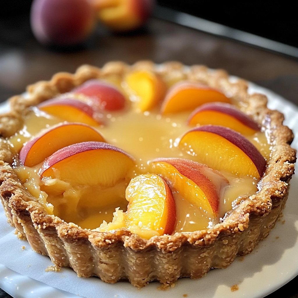 Peach custard tarta