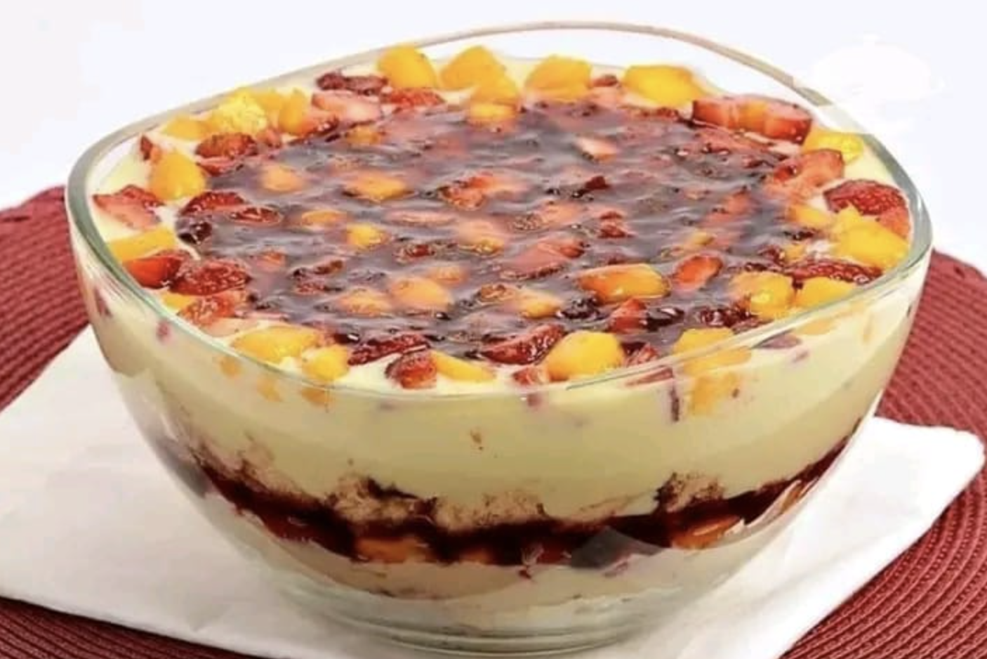 Layered fruit trifle delight
