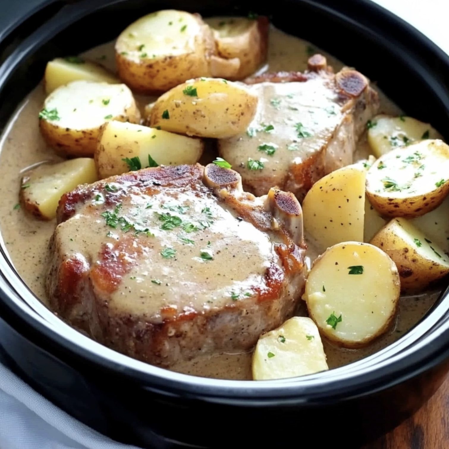 Crockpot Ranch Pork Chops and Potatoes