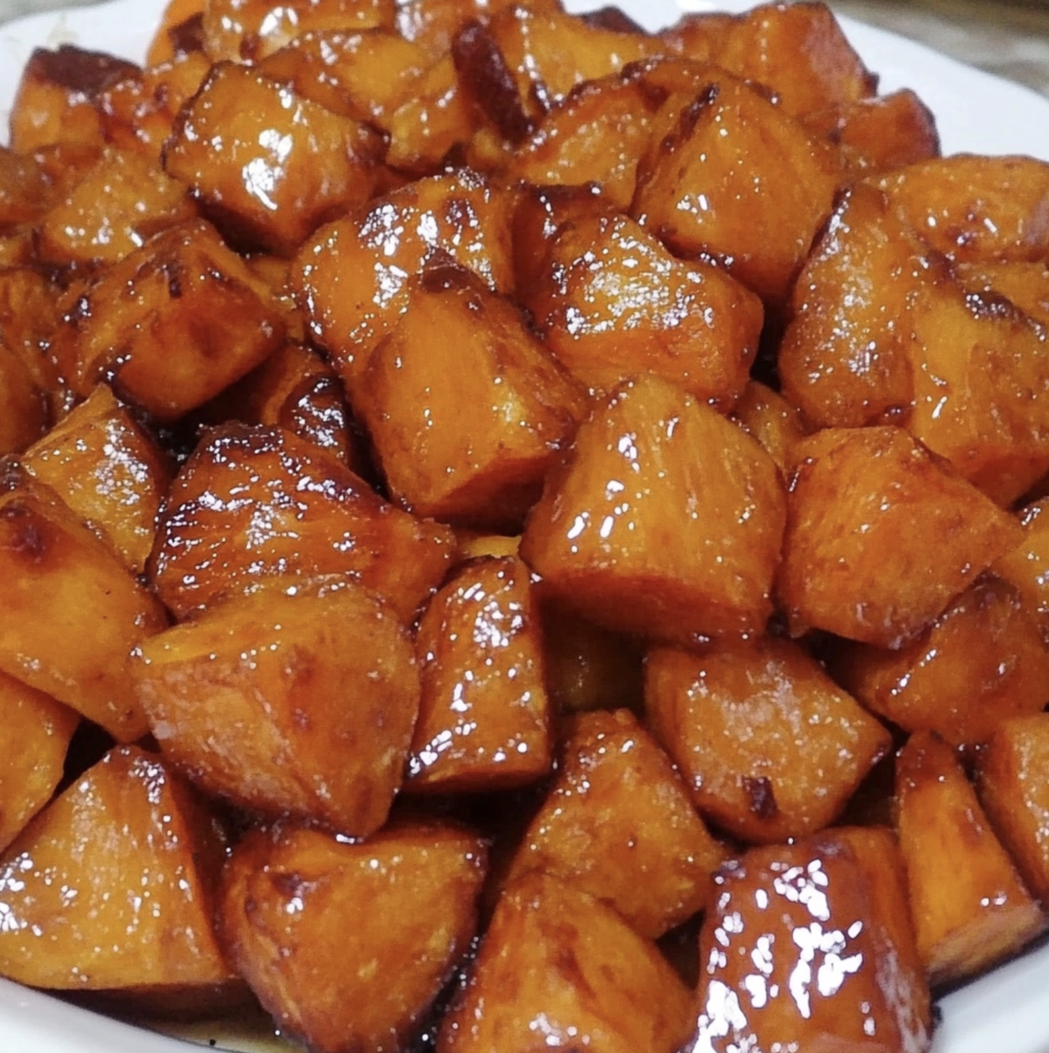 Caramelized sweet potato chunks
