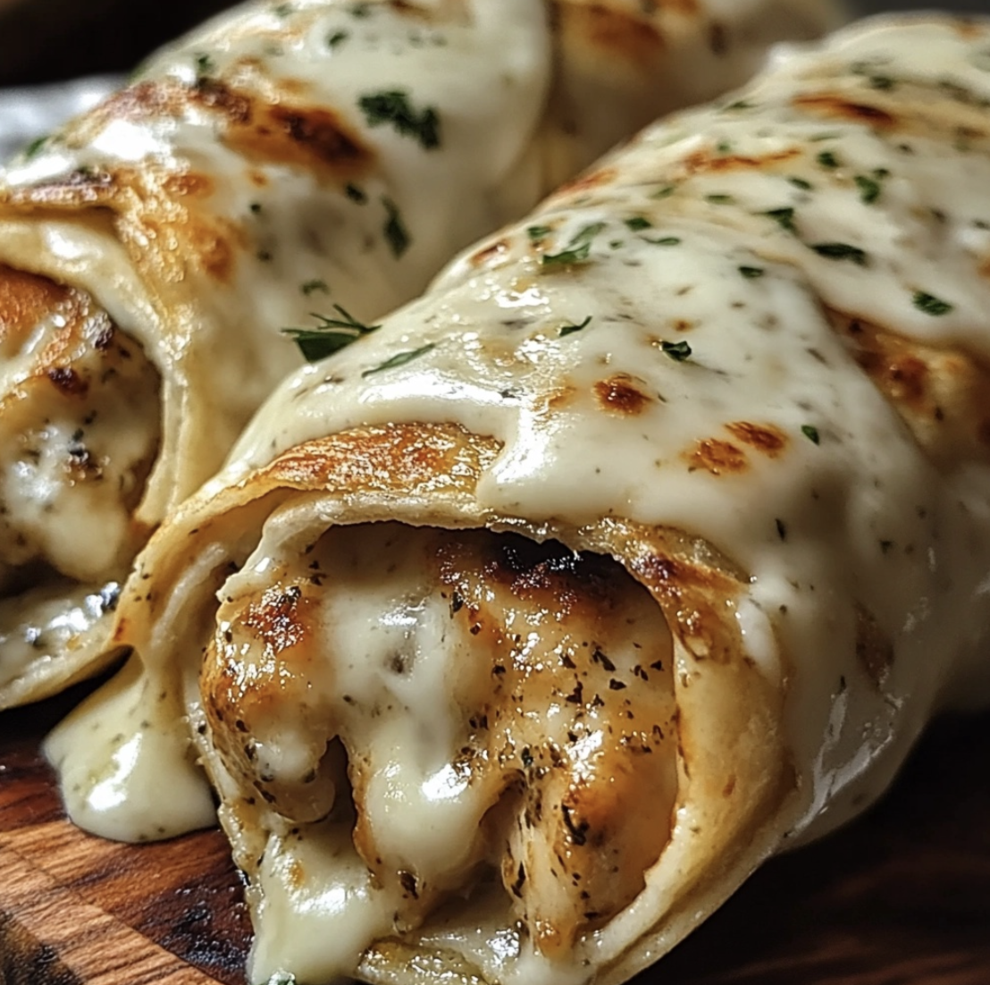 Cheesy Garlic Chicken Wraps