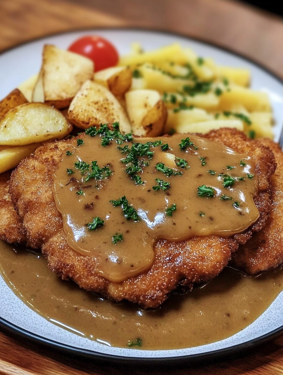 Schnitzel with gravy Recipe