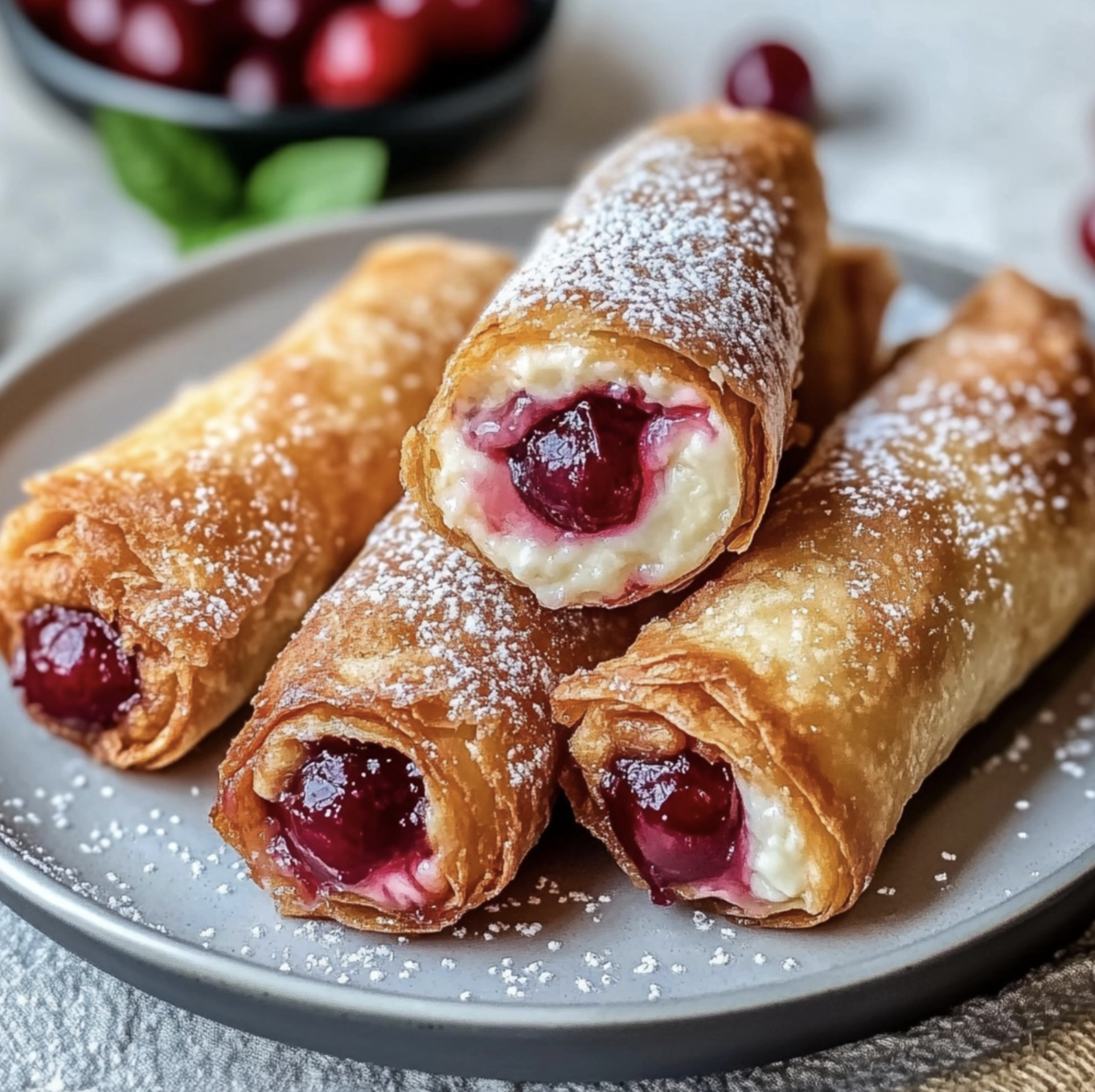 Air Fryer Cherry Cheesecake Egg Rolls