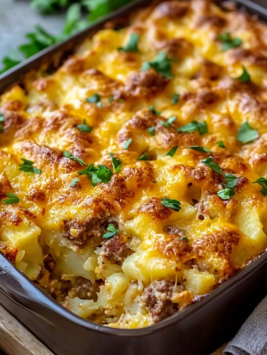 Hearty cheesy potato casserole