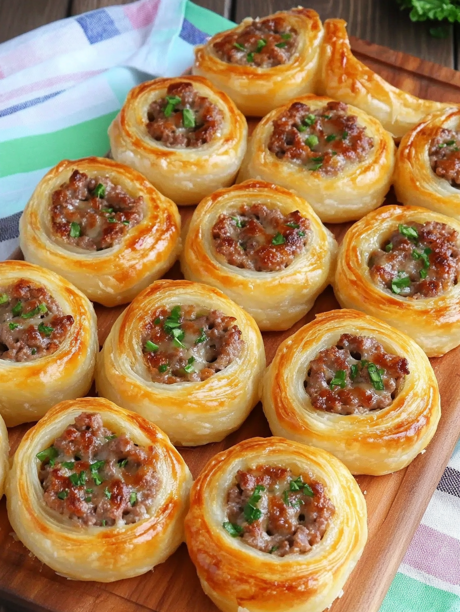 Minced Meat with Cheese Puff Pastry Pinwheels