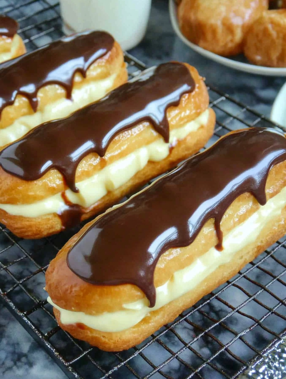 Classic Éclairs with Cream Filling and Chocolate Glaze Recipe