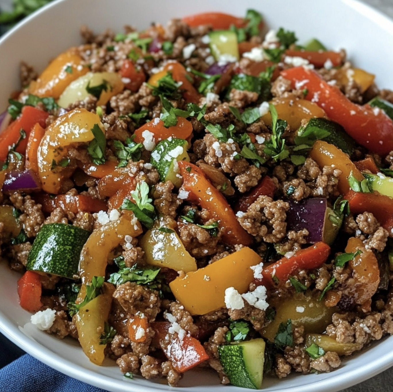 Mediterranean Ground Beef Stir Fry