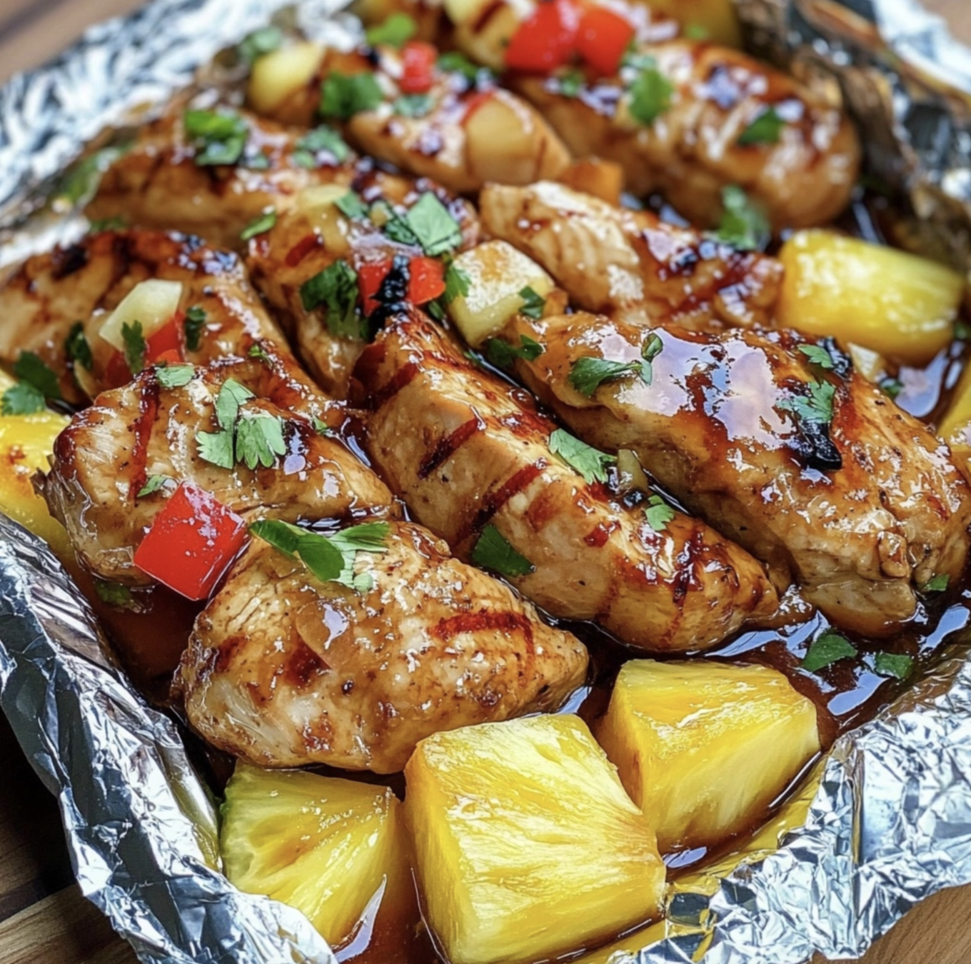 Teriyaki Chicken and Pineapple Foil Packets