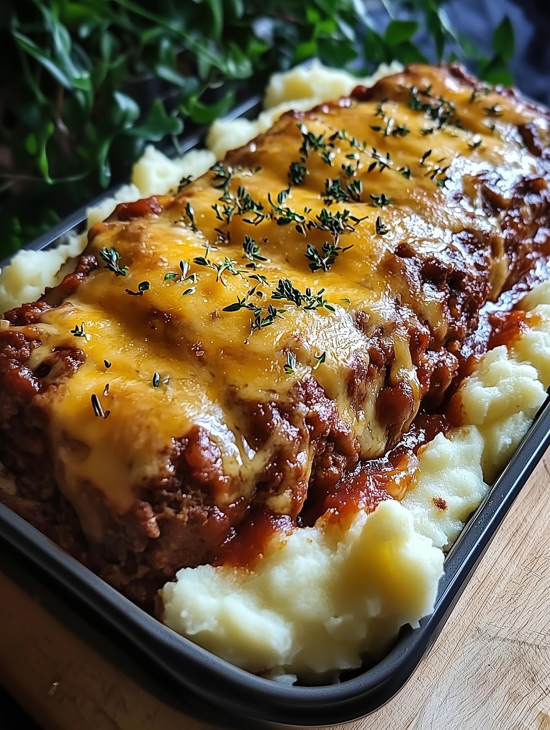 meatloaf with mashed potatoes and cheese!