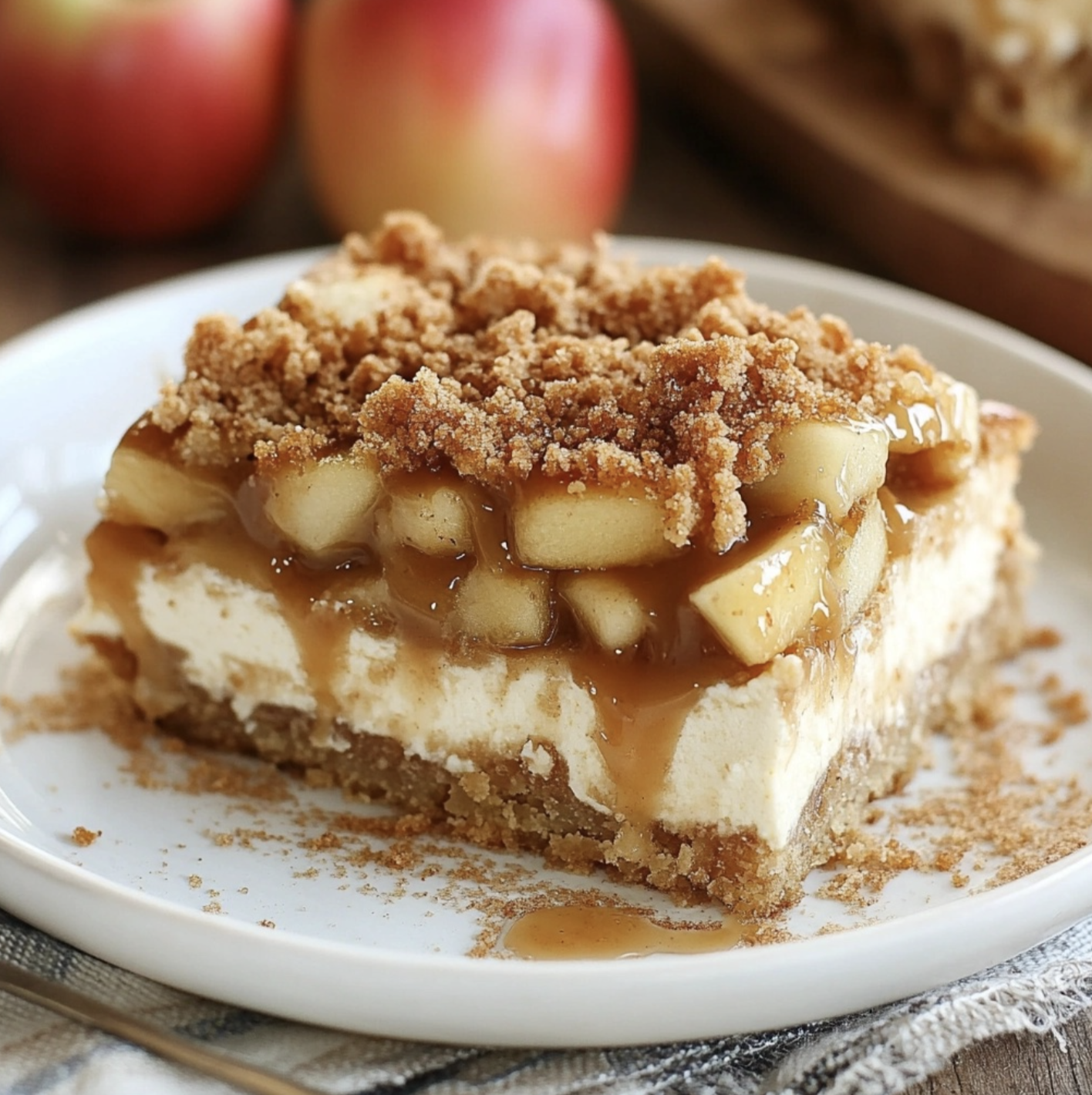 Decadent Caramel Apple Cheesecake Bars