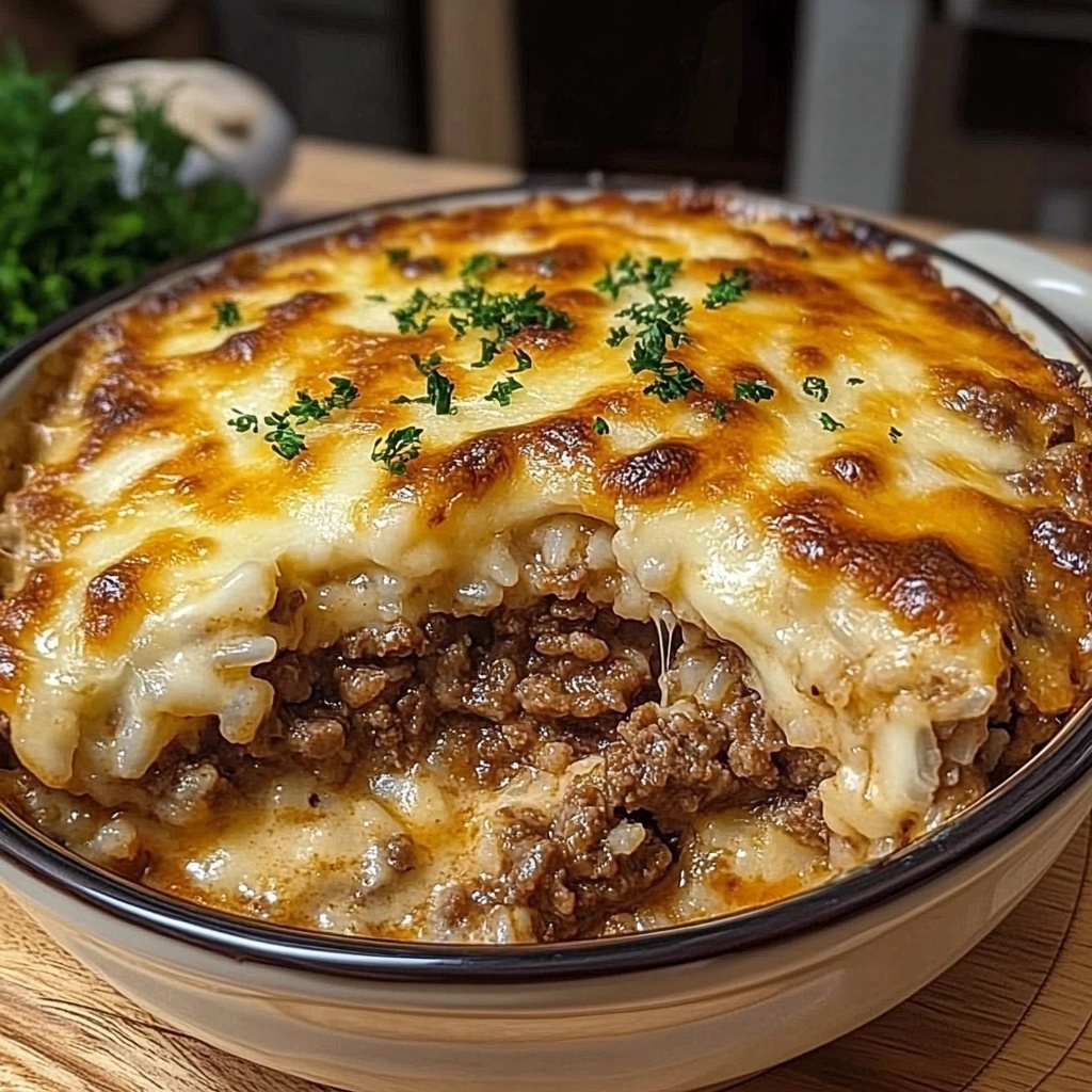 Hearty Beef and Rice Casserole with Cheese