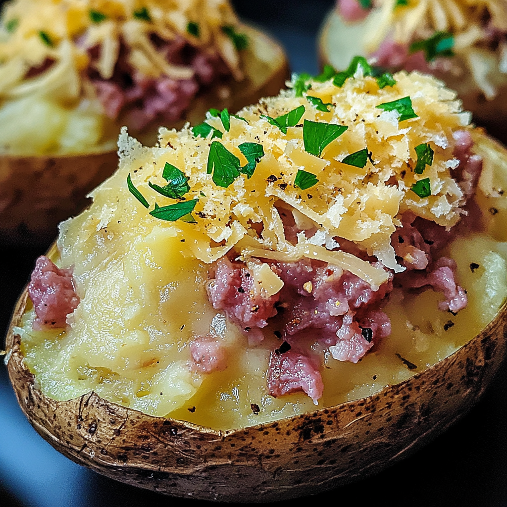 Reuben Stuffed Baked Potatoes