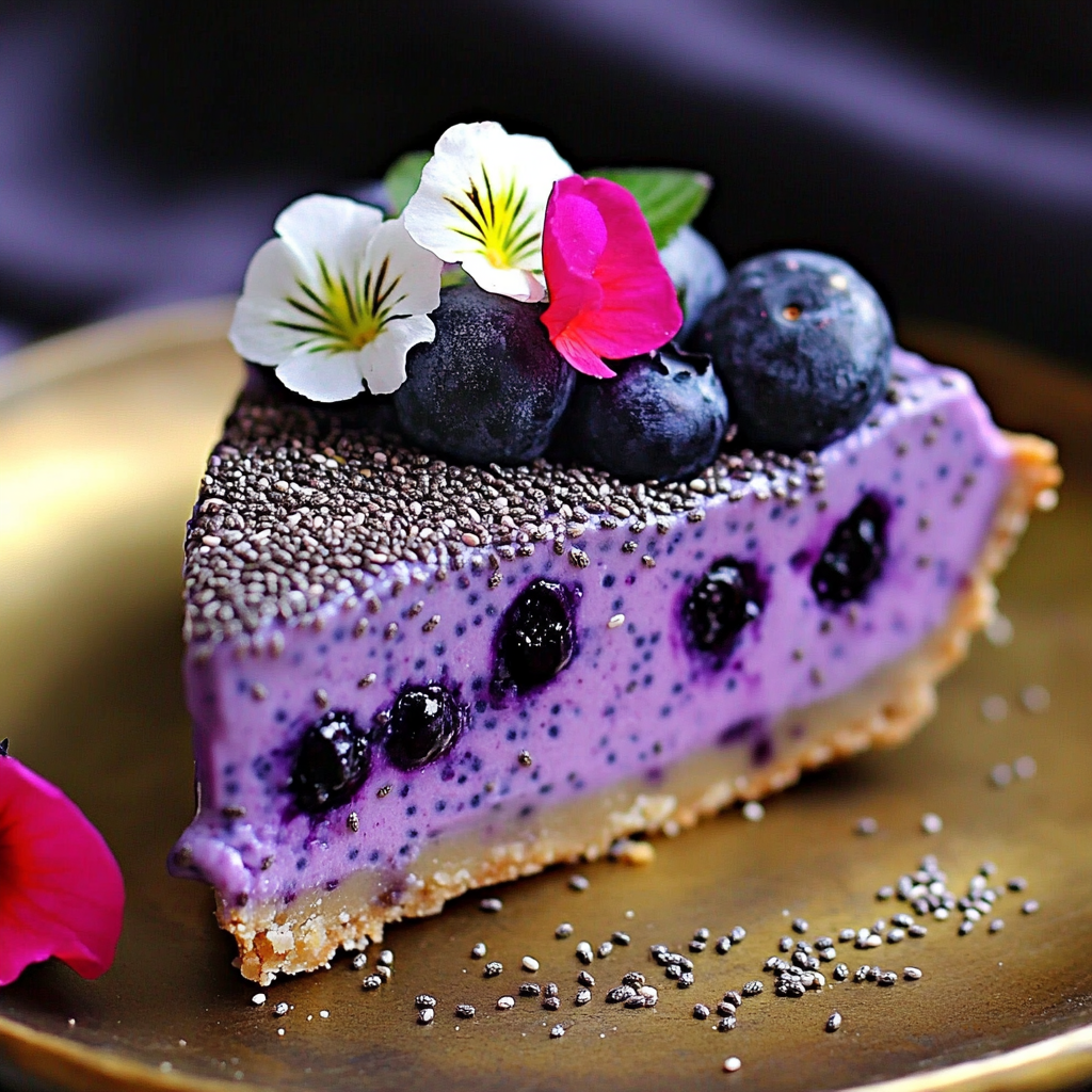 No-Bake Plant-Based Vegan Blueberry Chia Seed Pie