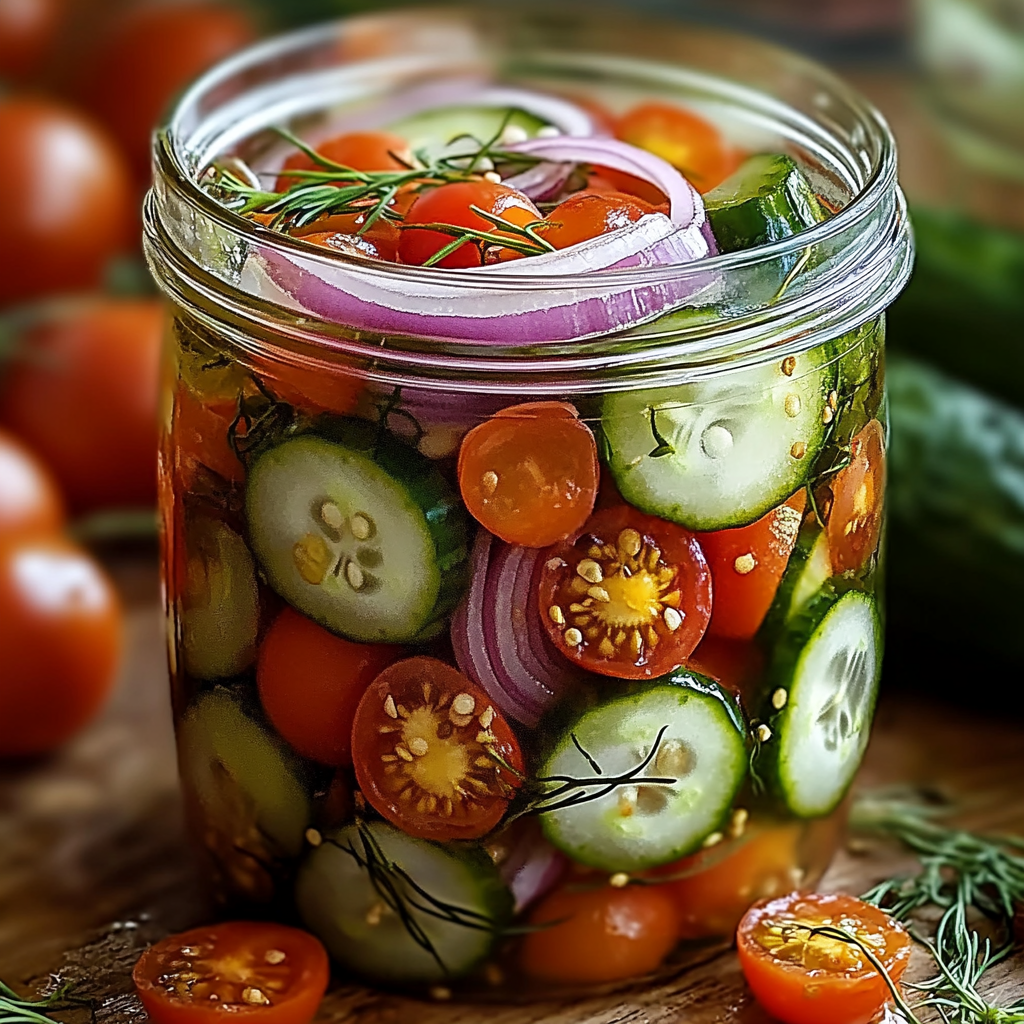 Pickled Cherry Tomatoes, Red Onions, and Cucumbers Recipe