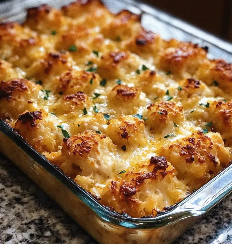 Cheesy chicken tater tot casserole